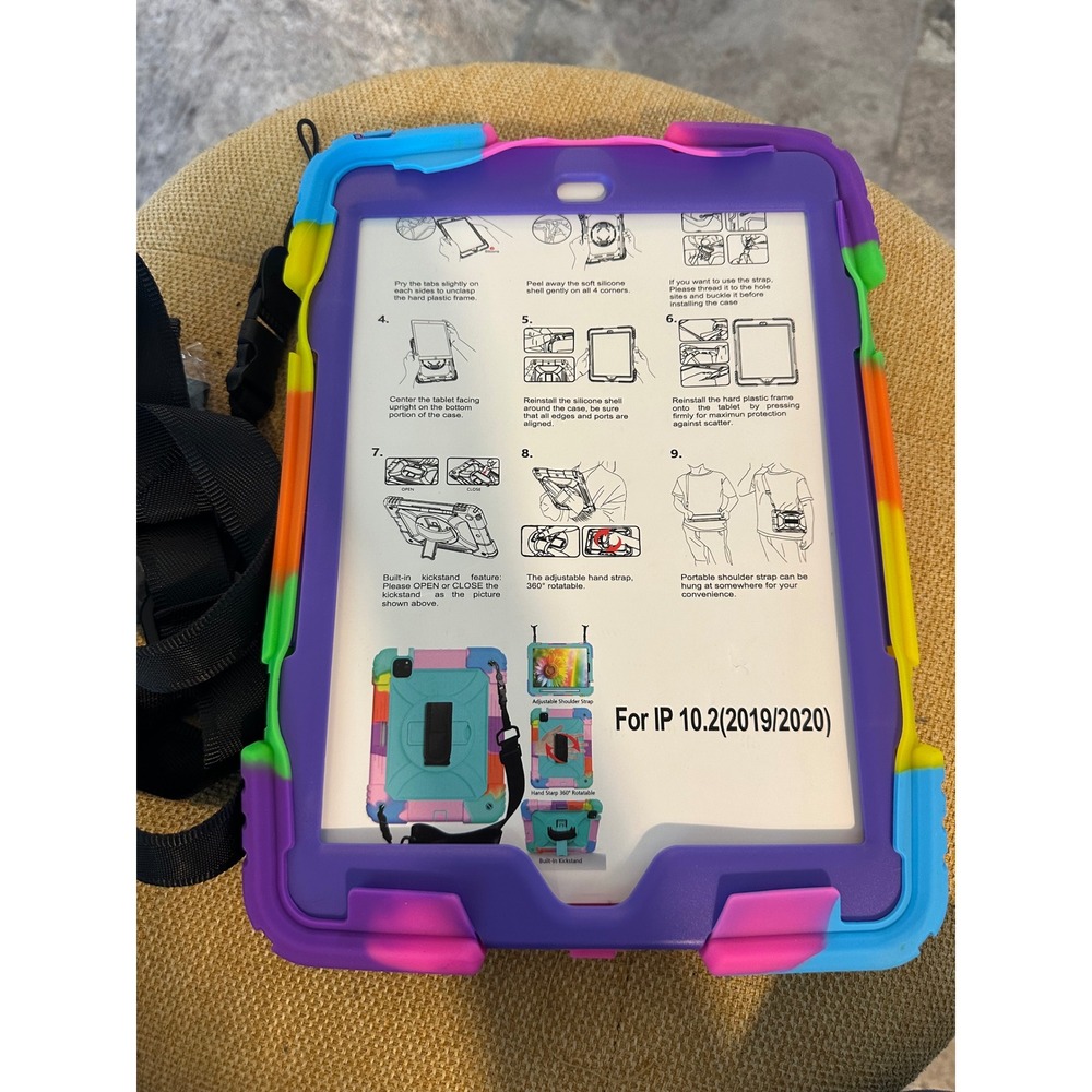 Kids iPad 10.2 Case 2019‎ 2020 Shockproof Cover w Stand Hand Shoulder Strap